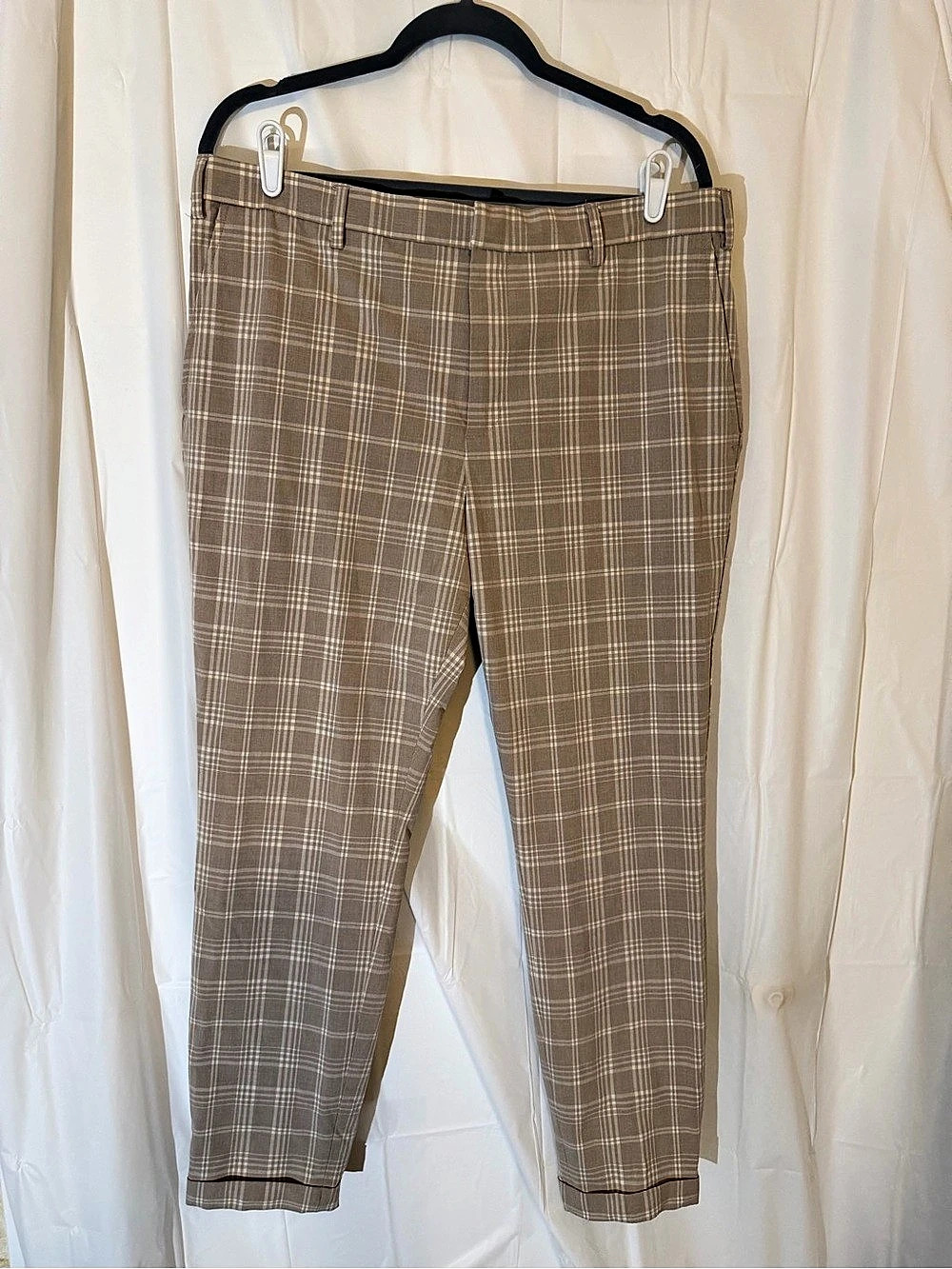 H&M Skinny Fit Plaid Trousers Brown & White EUR 38